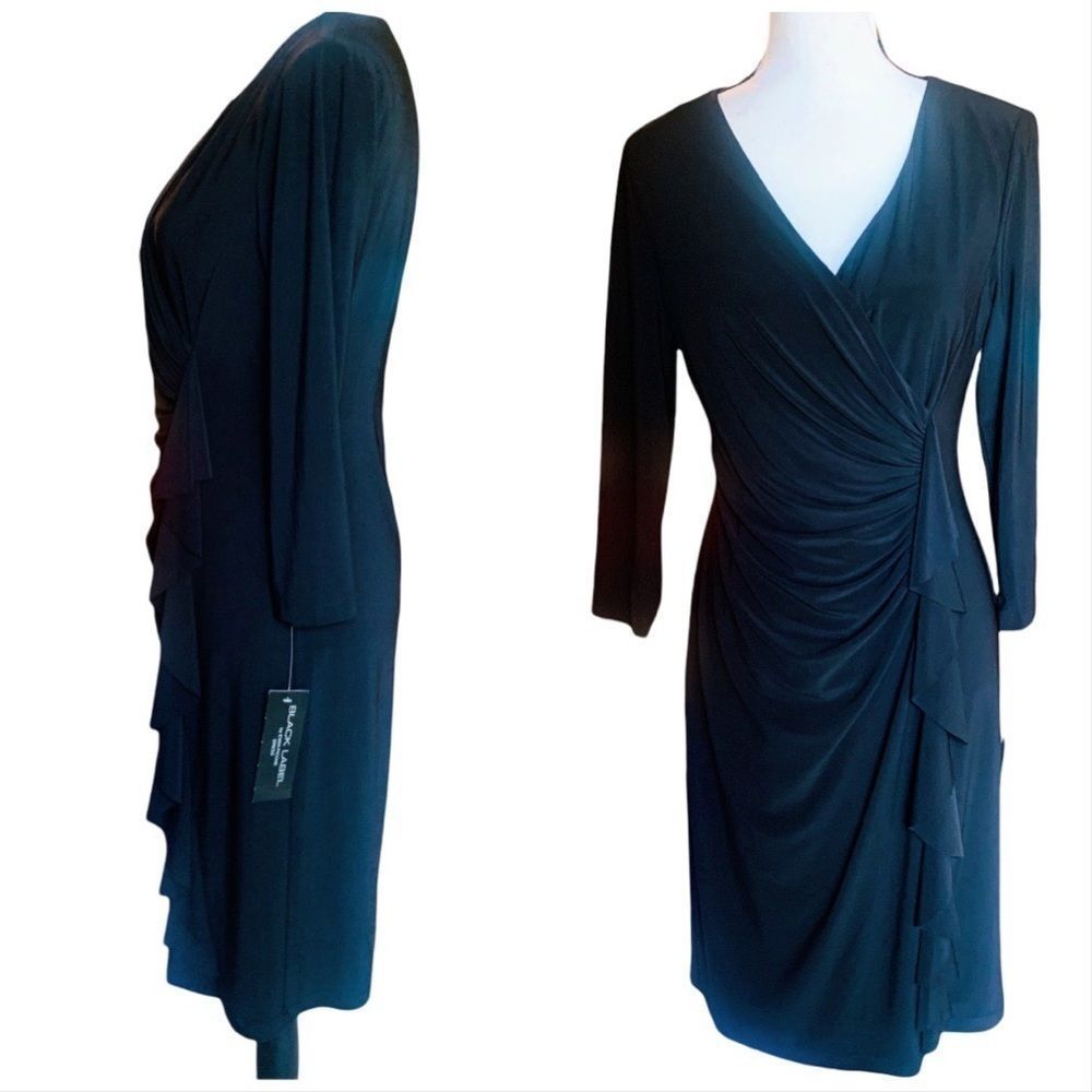 NWT! BLACK LABEL BY EVAN PICCONE BLACK RUFFLE WRAP